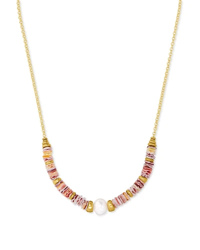 Lila Vintage Gold Strand Necklace in Pastel Shells