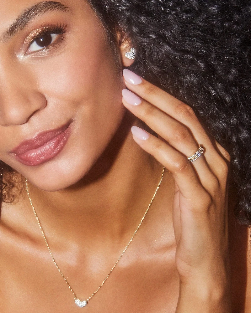 Ari Gold Pave Crystal Heart Earrings in White CZ