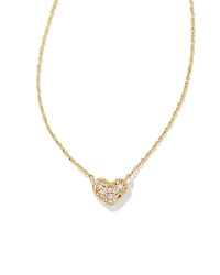 Ari Silver Pave Crystal Heart Necklace White CZ