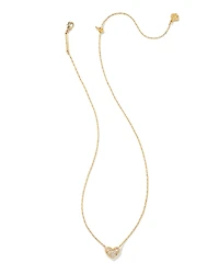 Ari Silver Pave Crystal Heart Necklace White CZ