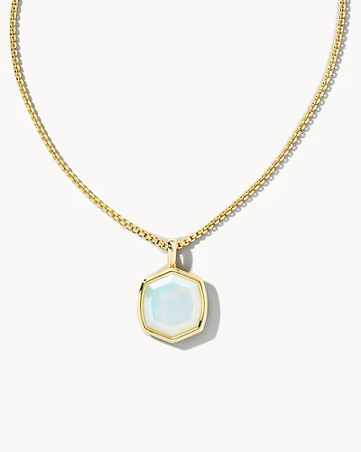 Davis Gold Long Pendant Necklace in Iridescent Opalite