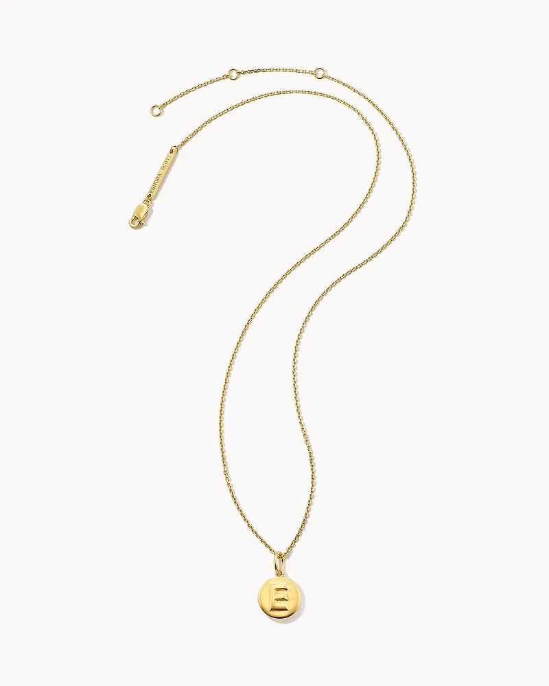 Letter E Coin Pendant Necklace in 18k Gold Vermeil