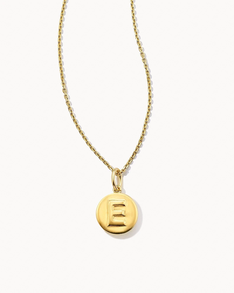Letter E Coin Pendant Necklace in 18k Gold Vermeil