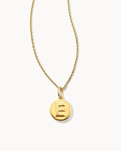 Letter E Coin Pendant Necklace in 18k Gold Vermeil