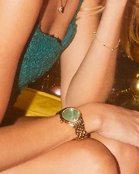 Alex Gold Tone Stainless Steel 35mm Watch Green Malachite