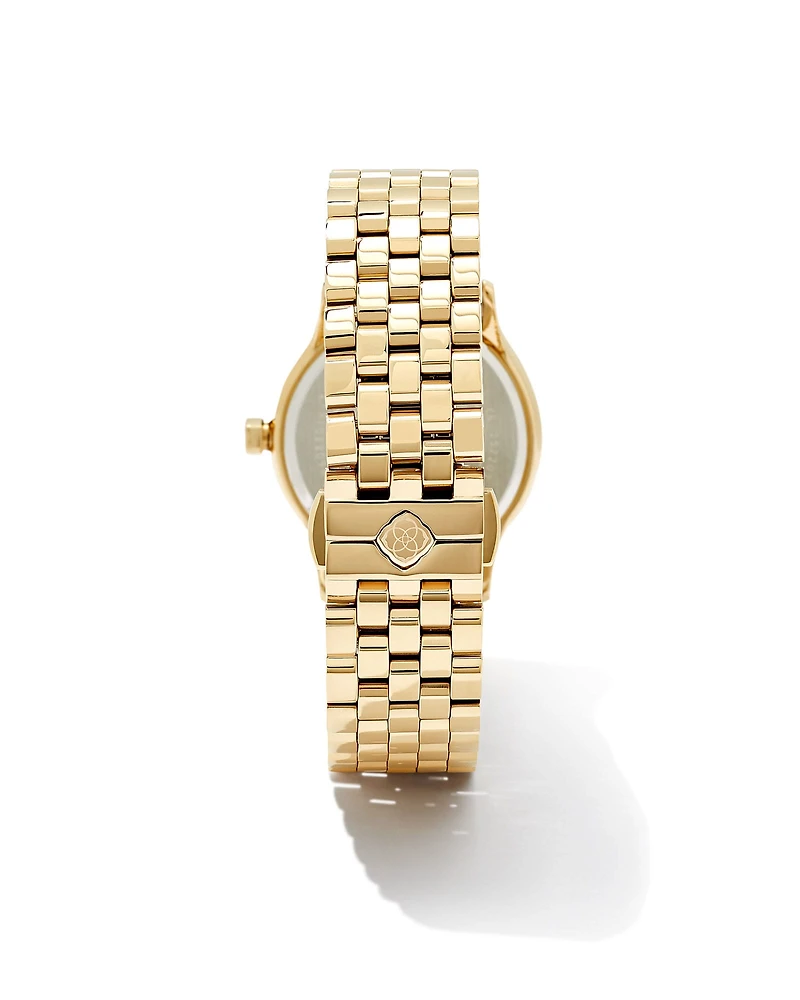 Alex Gold Tone Stainless Steel 35mm Watch Green Malachite
