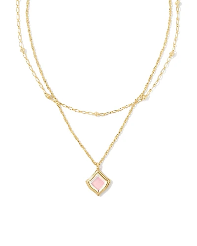 Kacey Gold Multi Strand Necklace in Dichroic Glass
