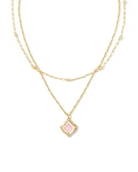 Kacey Gold Multi Strand Necklace in Dichroic Glass