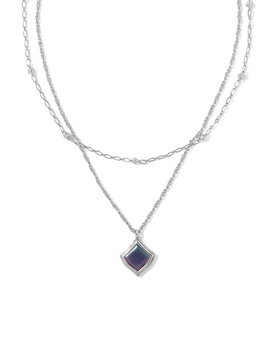 Kacey Silver Multi Strand Necklace in Purple Cat's Eye