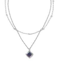 Kacey Silver Multi Strand Necklace in Purple Cat's Eye