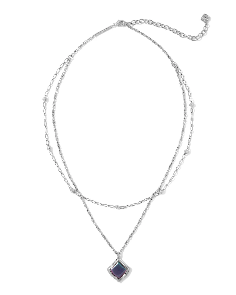 Kacey Silver Multi Strand Necklace in Purple Cat's Eye