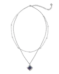 Kacey Silver Multi Strand Necklace in Purple Cat's Eye