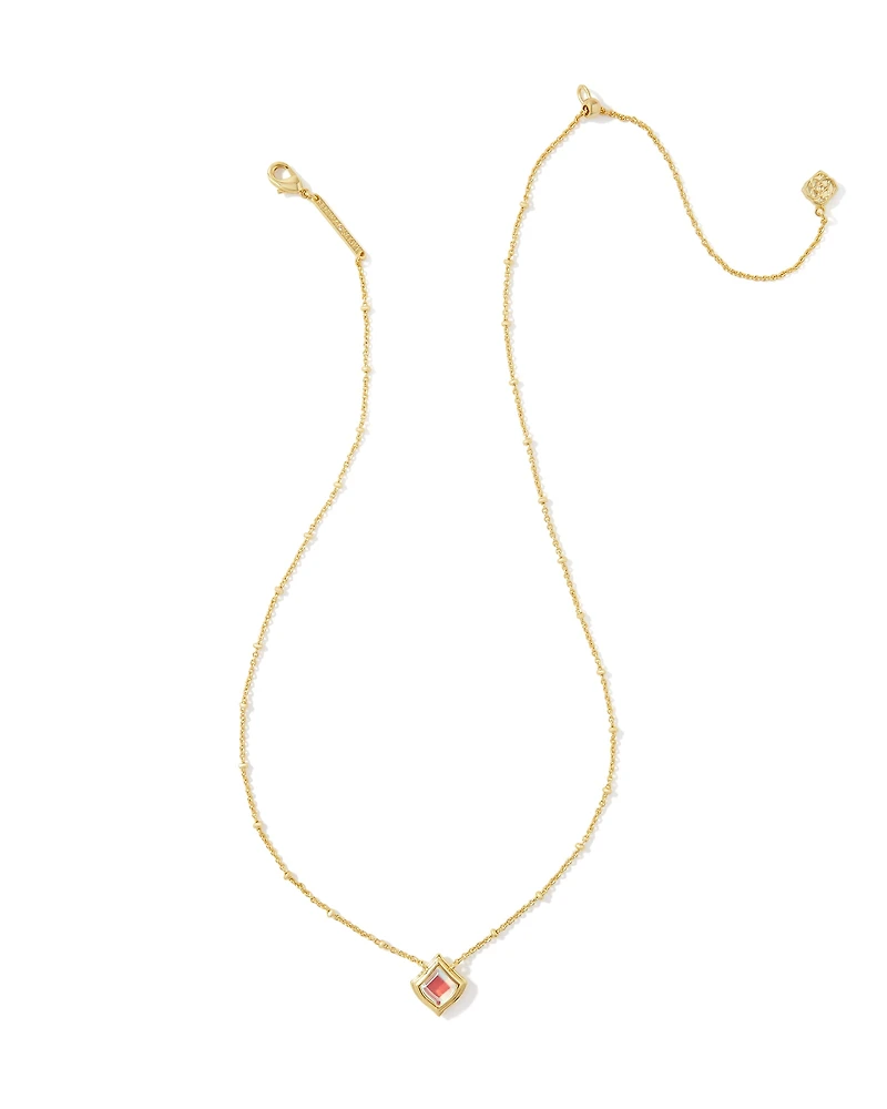Kacey Gold Short Pendant Necklace in Dichroic Glass