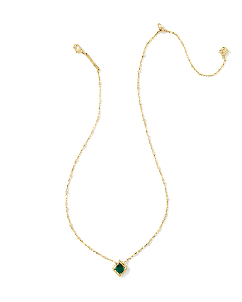 Kacey Gold Short Pendant Necklace in Emerald Cat's Eye
