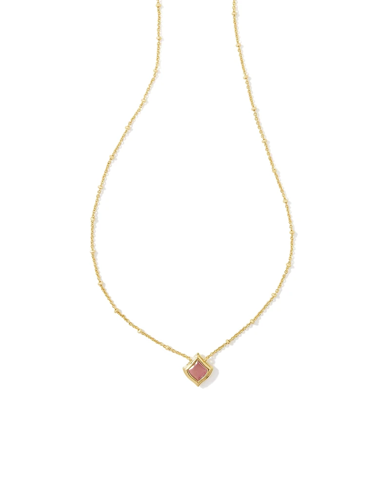 Kacey Gold Short Pendant Necklace in Pink Cat's Eye