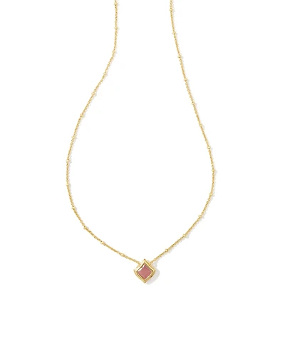 Kacey Gold Short Pendant Necklace in Pink Cat's Eye