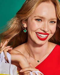 Kacey Gold Short Pendant Necklace in Emerald Cat's Eye