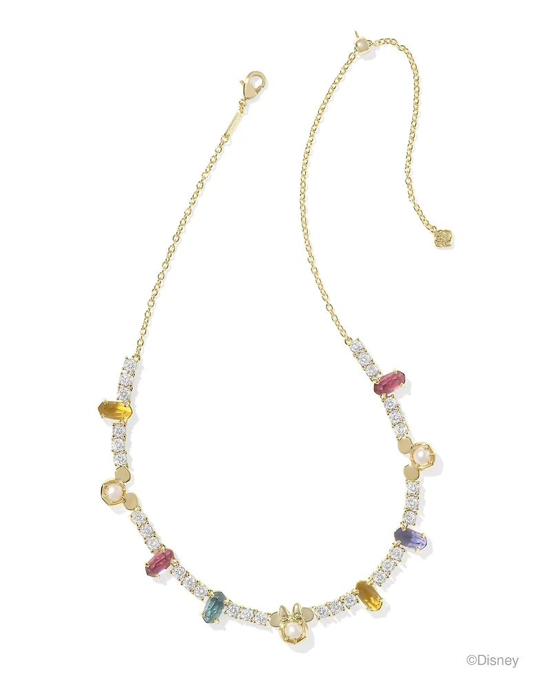 Disney | Kendra Scott Gold Mickey Mouse and Minnie Tennis Necklace White CZ