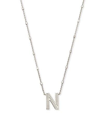 Letter N Pendant Necklace in Silver