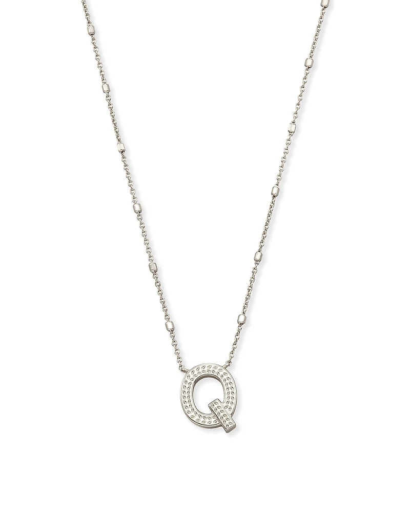 Letter Q Pendant Necklace in Silver