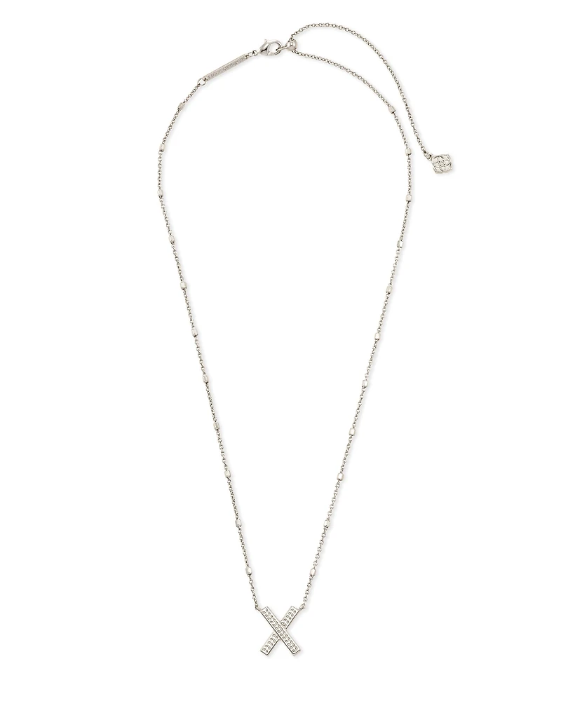 Letter X Pendant Necklace in Silver