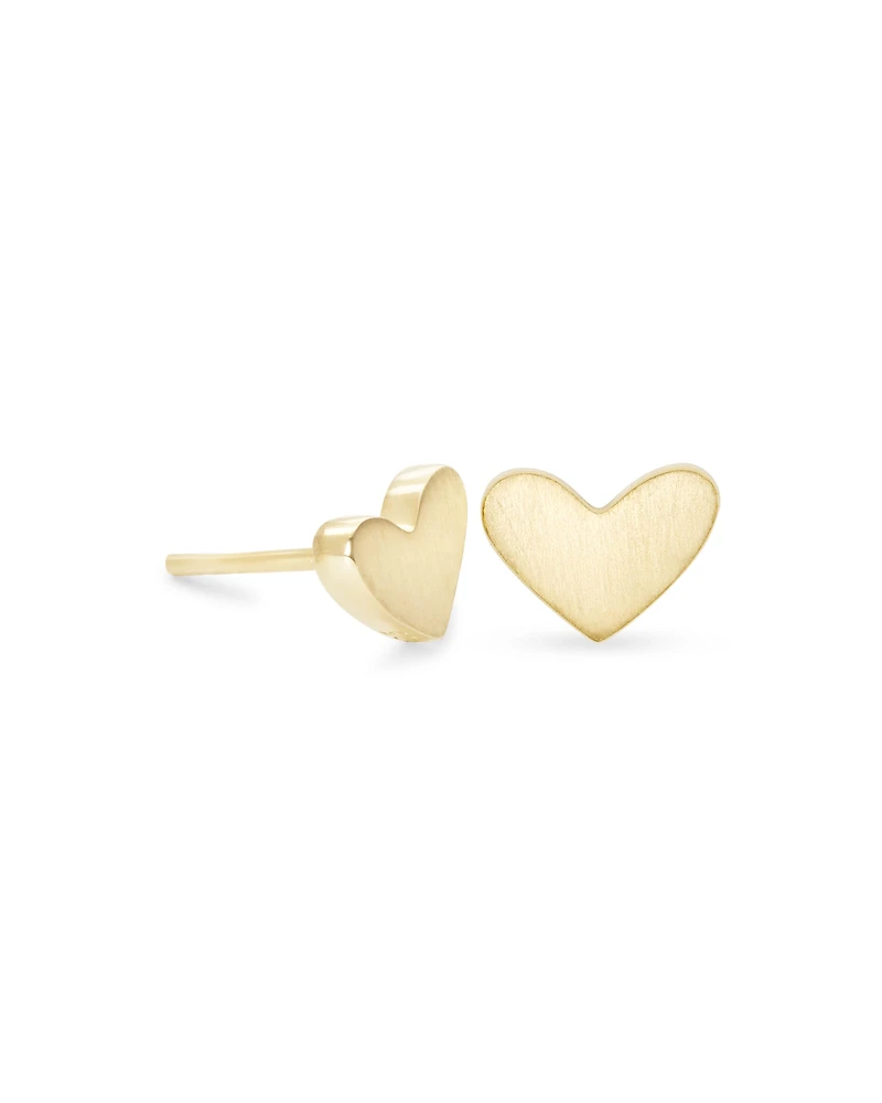 Ari Heart Stud Earrings In 18k Gold Vermeil