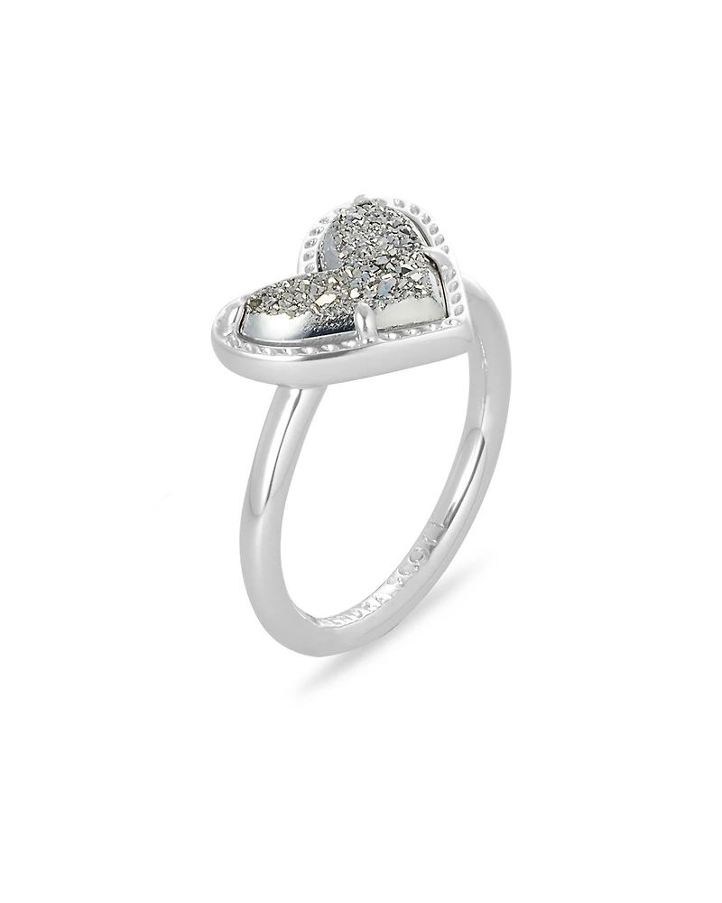 Ari Heart Gold Band Ring Iridescent Drusy