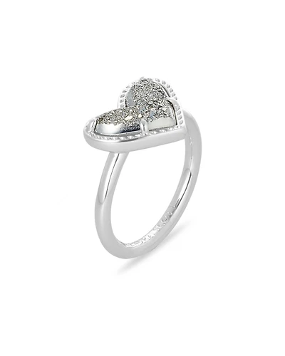 Ari Heart Gold Band Ring Iridescent Drusy