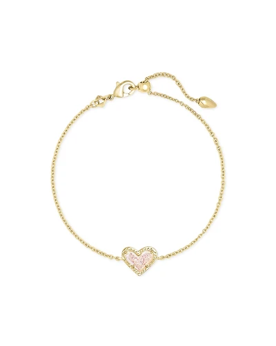 Ari Heart Gold Chain Bracelet Iridescent Drusy