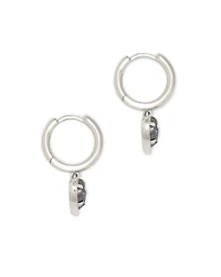 Ari Heart Silver Huggie Earrings Pink Iridescent Glitter Glass