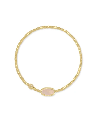 Grayson Gold Stretch Bracelet Light Blue Magnesite