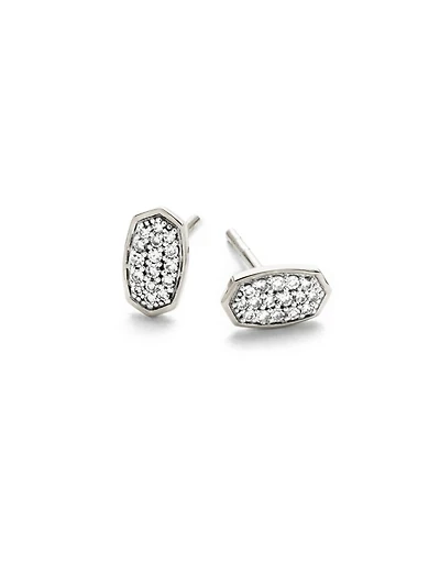 Marisa Stud Earrings White Diamond and 14k Gold