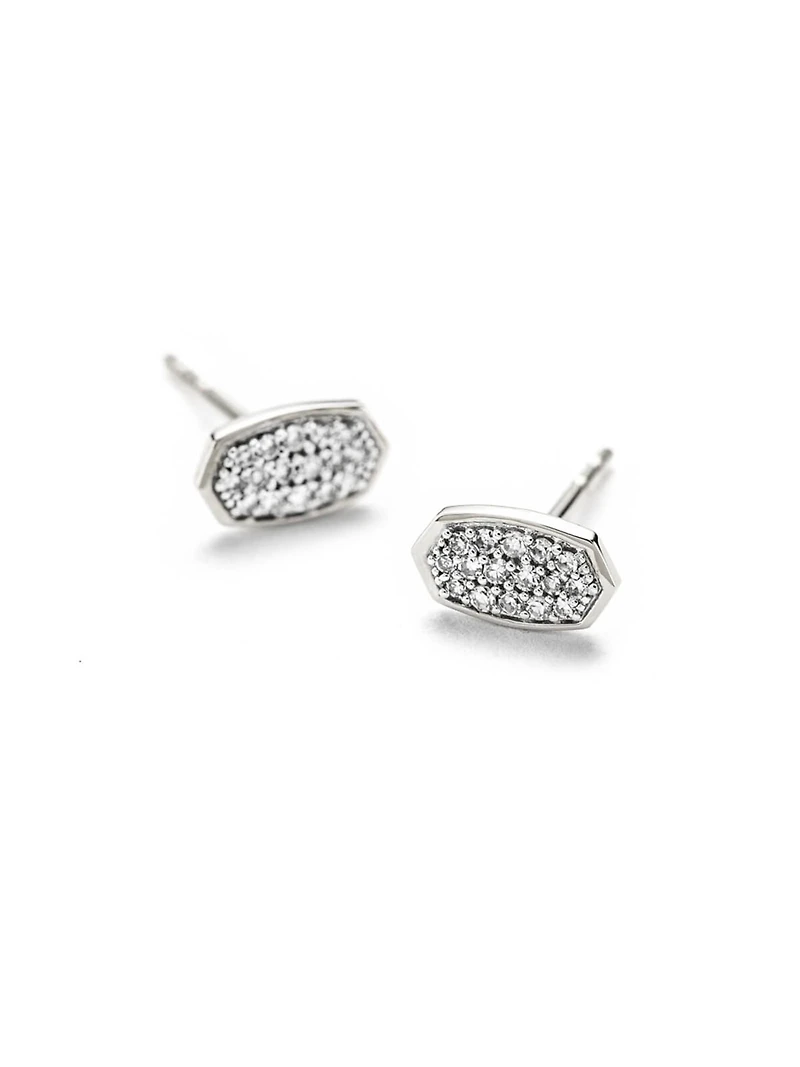 Marisa Stud Earrings White Diamond and 14k Yellow Gold