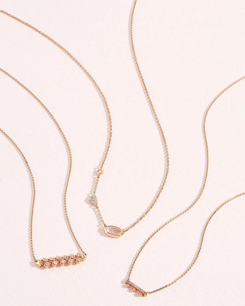 Silas 14k Rose Gold Necklace in White Diamond