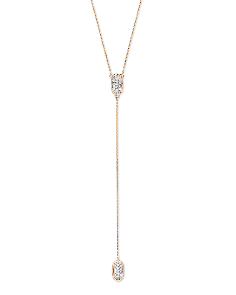0.4 ct Jubiee 14k Rose Gold Y Necklace in White Diamond