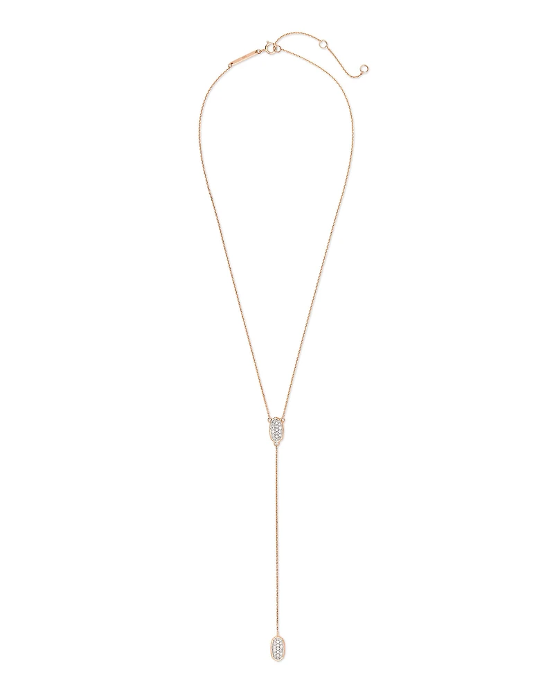 0.4 ct Jubiee 14k Rose Gold Y Necklace in White Diamond