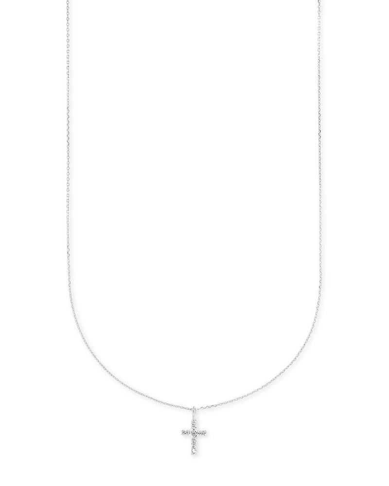 Cross 14k Yellow Gold Pendant Necklace White Diamonds