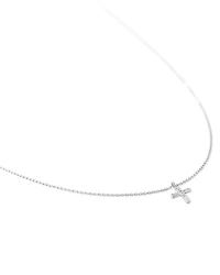 Cross 14k Yellow Gold Pendant Necklace White Diamonds