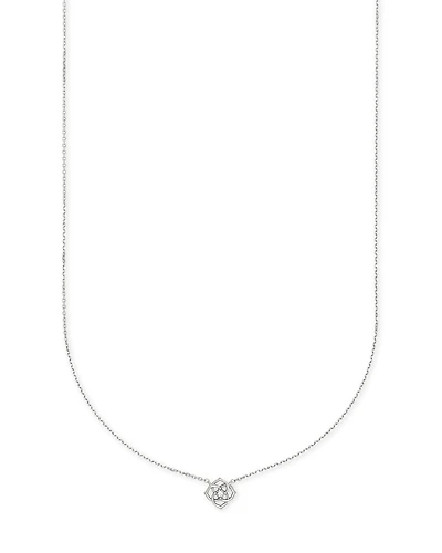 Fleur 14k White Gold Pendant Necklace in White Diamond