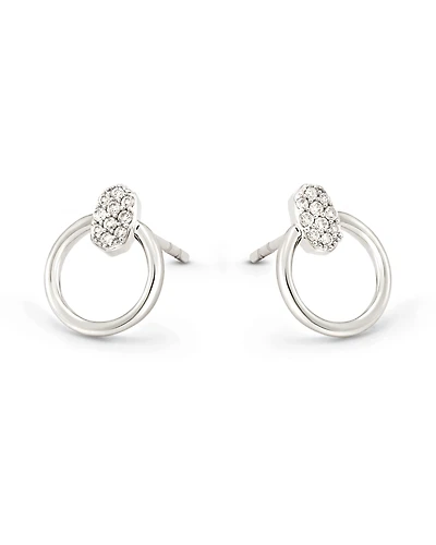 Tegan 14k White Gold Stud Earrings in White Diamond