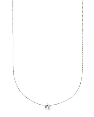 Star 14k White Gold Pendant Necklace in White Diamonds