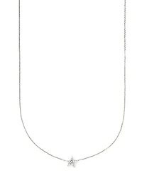 Star 14k White Gold Pendant Necklace in White Diamonds