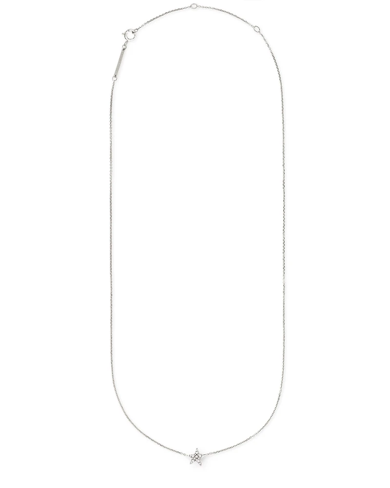 Star 14k White Gold Pendant Necklace in White Diamonds