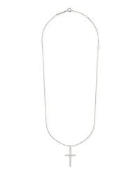 Large Cross 14k Yellow Gold Pendant Necklace White Diamond