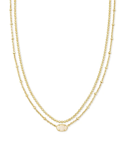Emilie Gold Multi Strand Necklace Iridescent Drusy