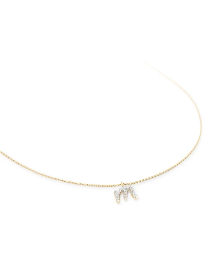 0.12 ct Diamond Letter M Pendant Necklace in 14k Yellow Gold