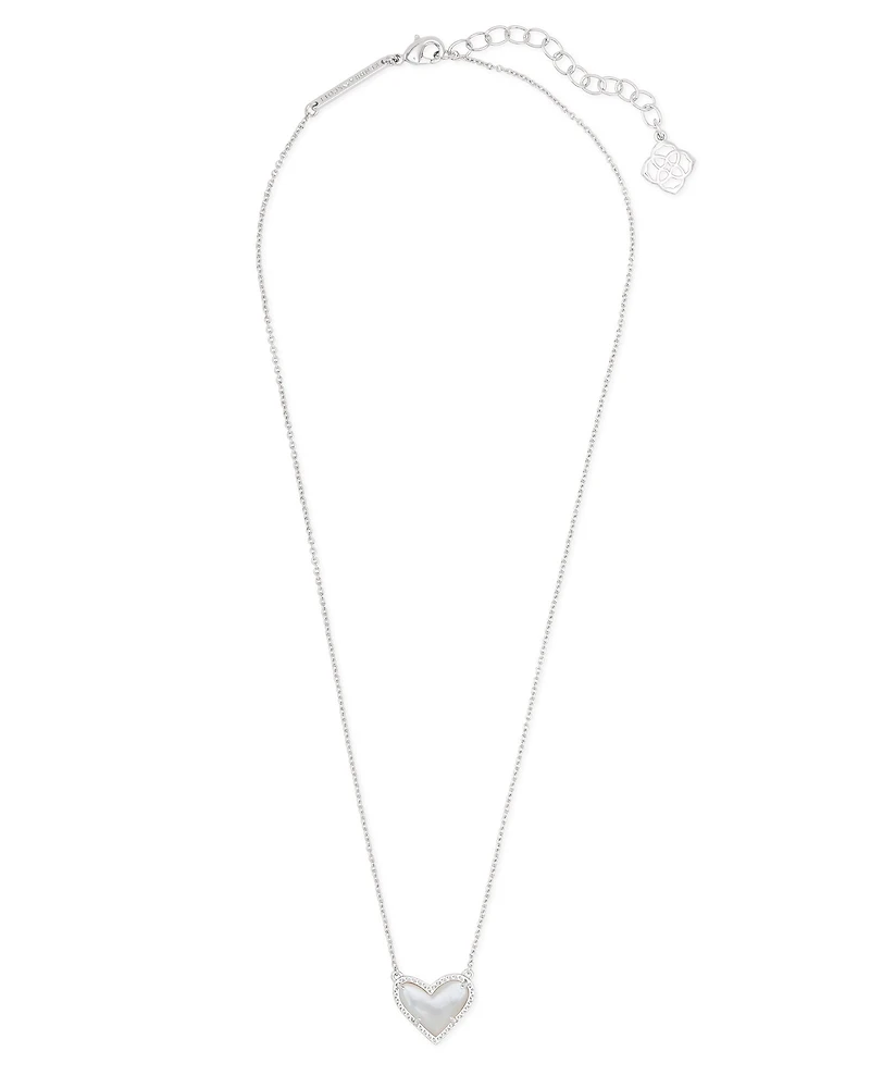 Ari Heart Silver Pendant Necklace Ivory Mother-of-Pearl