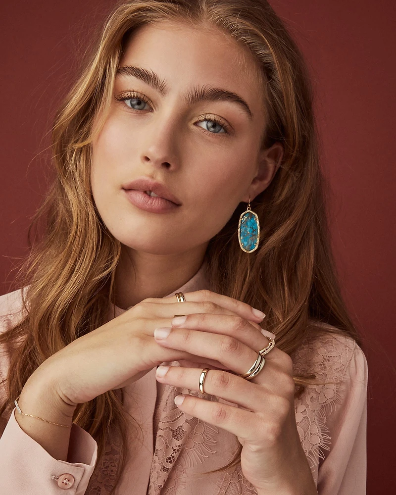 Elle Gold Drop Earrings Rose Quartz