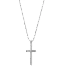 Cross Charm Pendant Necklace in Sterling Silver