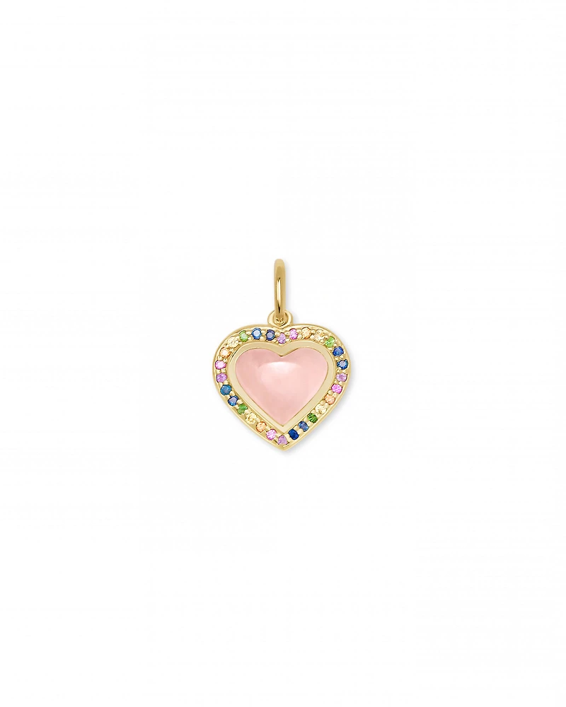 Angie Heart 18k Yellow Gold Vermeil Accent Charm in Rose Quartz